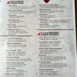 Menu as of April 2024