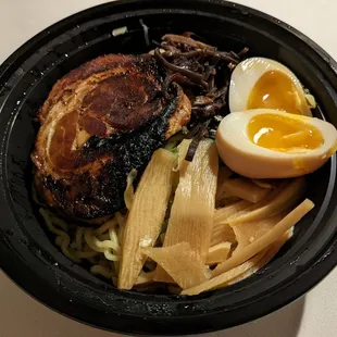 Shoyu Ramen minus the broth. Not bad, but the edges of the chashu were kind of burnt