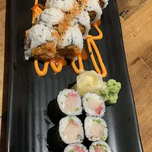 Classic Rolls : Top - Spicy Tuna Roll, Bottom: Hamachi scallion roll