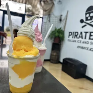 a cup of ice cream and a cup of ice cream