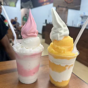 two different flavors of ice cream