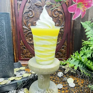 Ice Cream Float with Dole Pineapple Soft Serve ice cream and Dole Pineapple Juice!