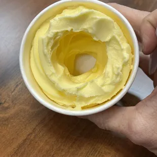 Giant hole me middle of my $7 ice cream. Seriously?