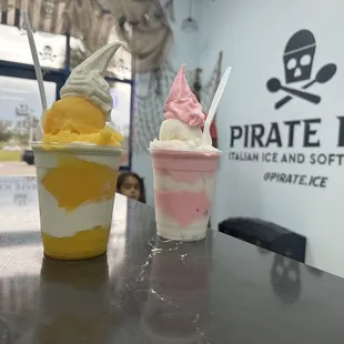 Gelati ( watermelon soft serve and horchata italian ice) and Gelati- Vanilla soft serve and mango ice I would 100% recommend this place