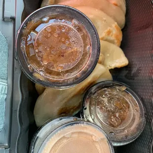 Pierogi, extra condiments.