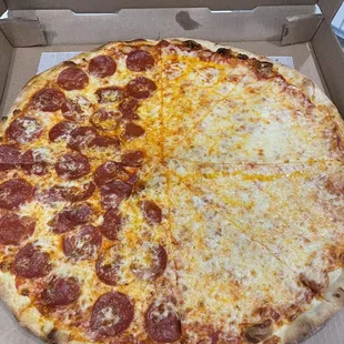 18" extra cheese with 1/2 pepperoni