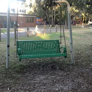 Swing bench for parents to enjoy while kids play