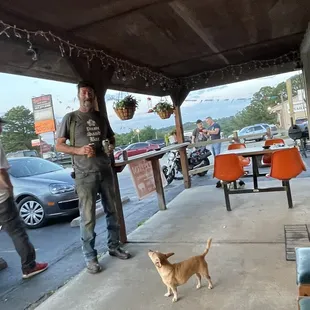 Miss Kitty is one of the resident guard dogs  she's a Chiweenie, which is fitting, considering they specialize in wieners