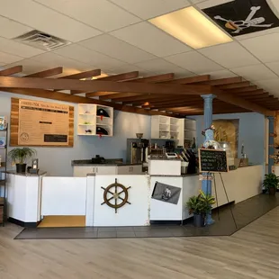 the interior of a cafe