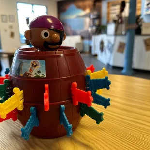 Fun toys on the table to play with while you sip.