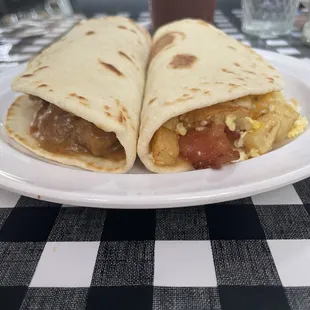 Carne guisada and potato egg and bacon.
