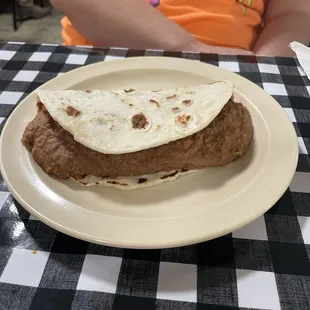 Chorizo and bean taco