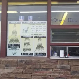 Front window with menu