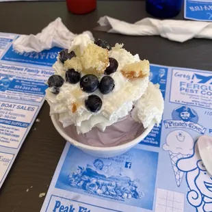 Blueberry shortcake sundae