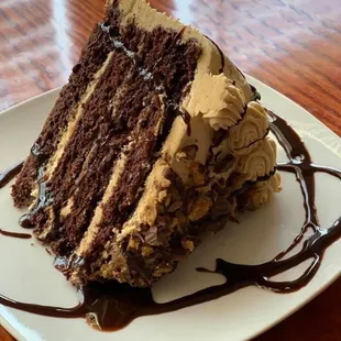 Reese's peanut butter cake it's really yummy with ice cream. Huge piece too!