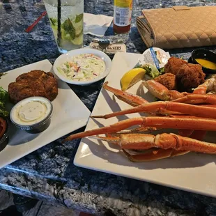 Crab cake and crablegs