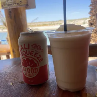 Blood orange beer and a piña colada