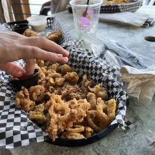 a basket of fried shrimp