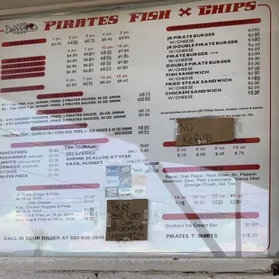 menu and prices