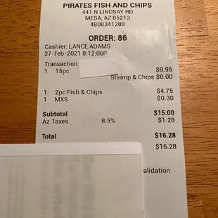 a receipt for order