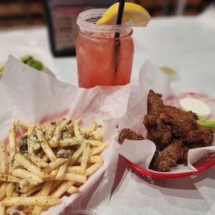 Garlic fries lemon wings