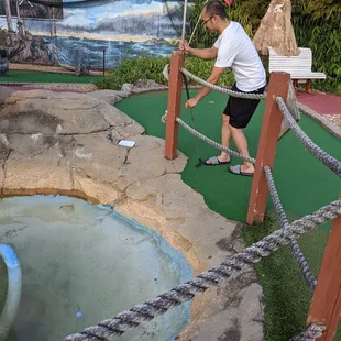 My ball went in so we needed to fish it out