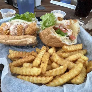 Shrimp Po&apos; Boy with remoulade and fries
