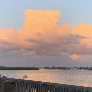 A beautiful sunset sky (facing East, not West) from our table.