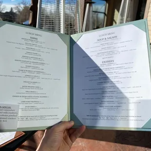 Menu on the patio