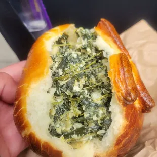 Spinach, egg and cheese piroshki