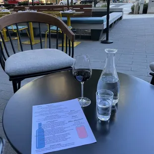 Sitting outside with a glass of wine