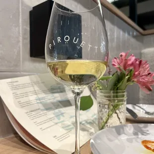 a glass of white wine