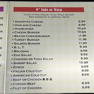 menu