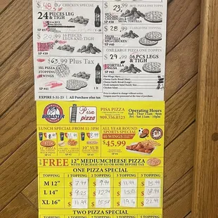 Photo of their current special/menu