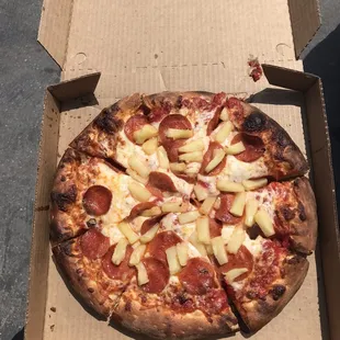 Pepperoni Pineapple well done
