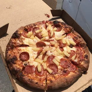 Pepperoni Pineapple well done