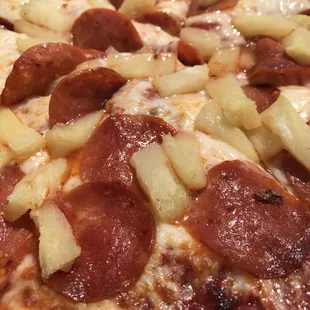 Pepperoni Pineapple well done