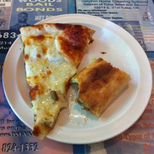 Alpine pizza and sausage calzone