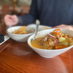 Classic ceviche with chips. Yum!