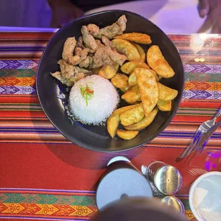 Chicken Stirfry with potato wedges