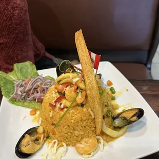 Arroz de marisco y linguini pisco mar