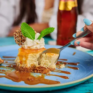 a person eating a dessert