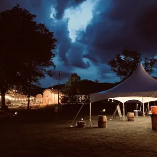 Outdoor Taproom at night!