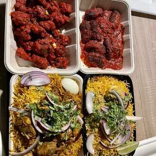 Chicken 65, Nizam Chicken Biriyani, Veg Manchuria &amp; Amaravathi Egg Biriyani