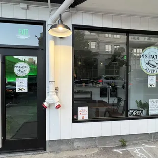 the entrance to pistachio kitchen