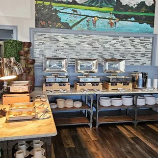 Lunch buffet with about a dozen items