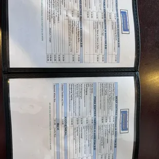 menu