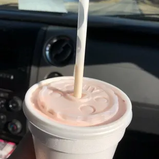Strawberry shake. Just the right amount of strawberry.