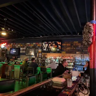 a bar with neon lights