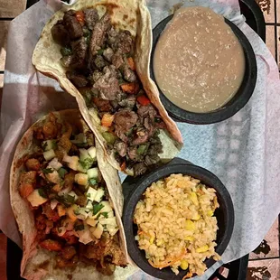 Taco Plate: Beef Fajita &amp; Al Pastor